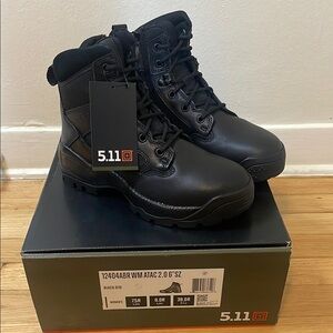 Women’s 5.11 Black Tactical Boots A.T.A.C® 2.0 6" Side Zipper BOOT 7.5